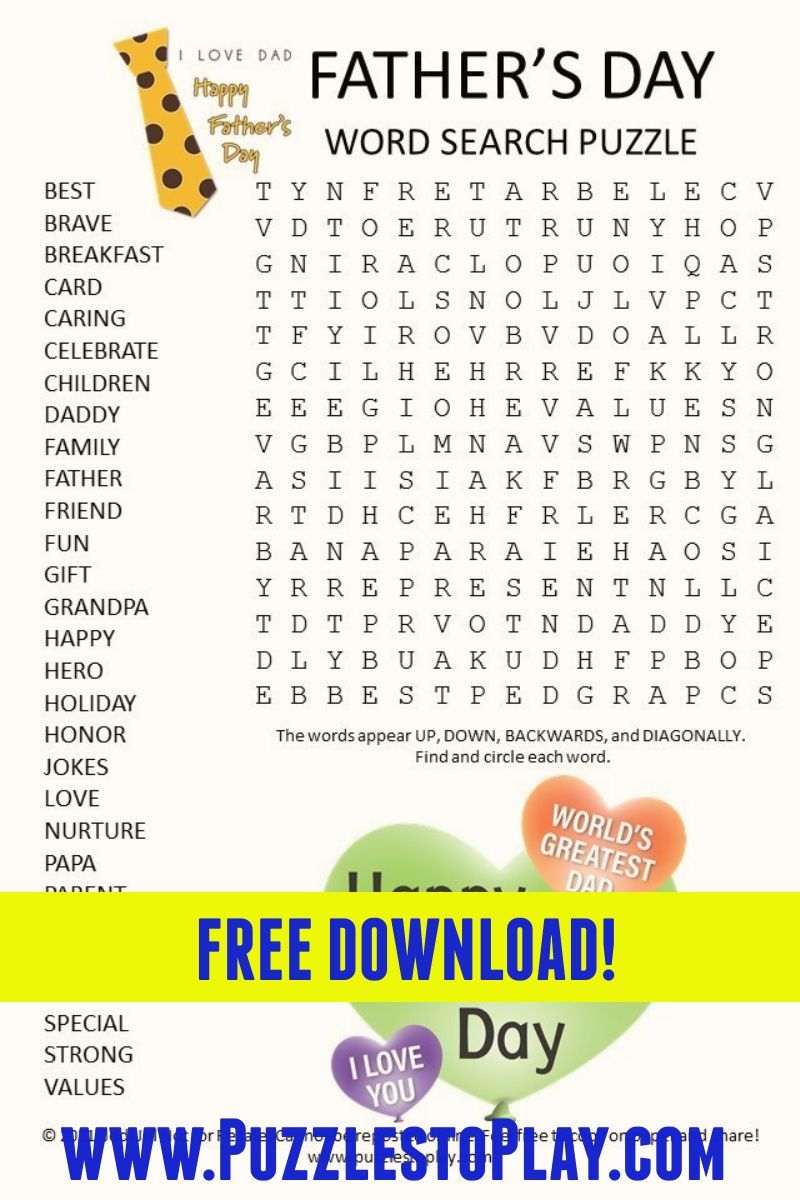 Printable 70 Fathers Day Word Search 24