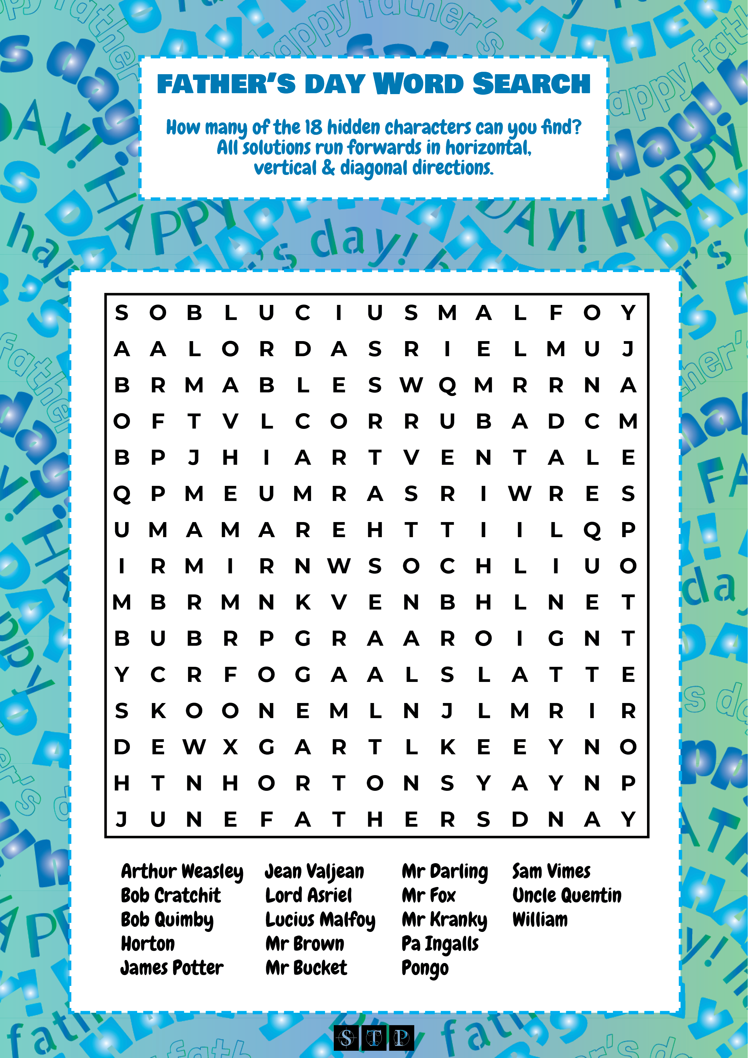 Printable 70 Fathers Day Word Search 3