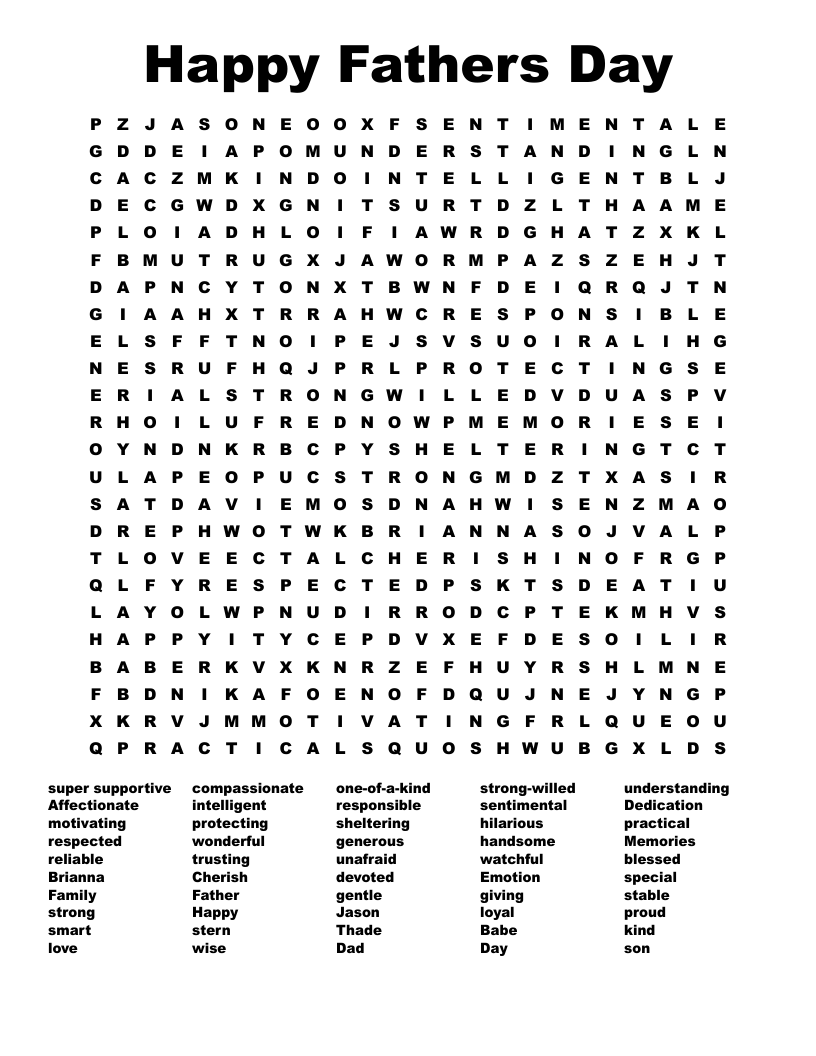 Printable 70 Fathers Day Word Search 37