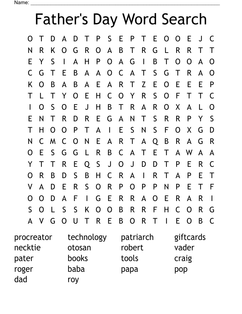 Printable 70 Fathers Day Word Search 38