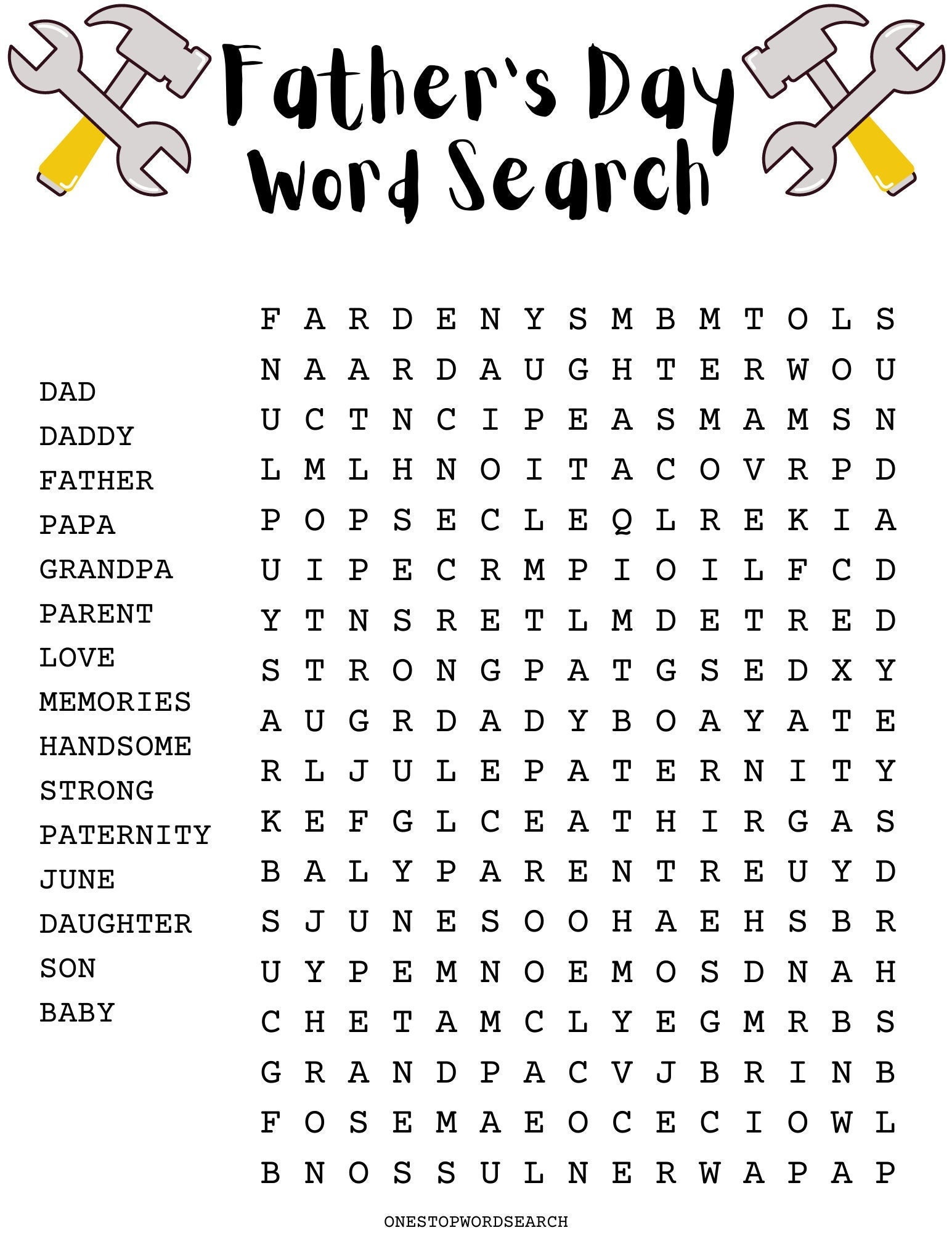 Printable 70 Fathers Day Word Search 41