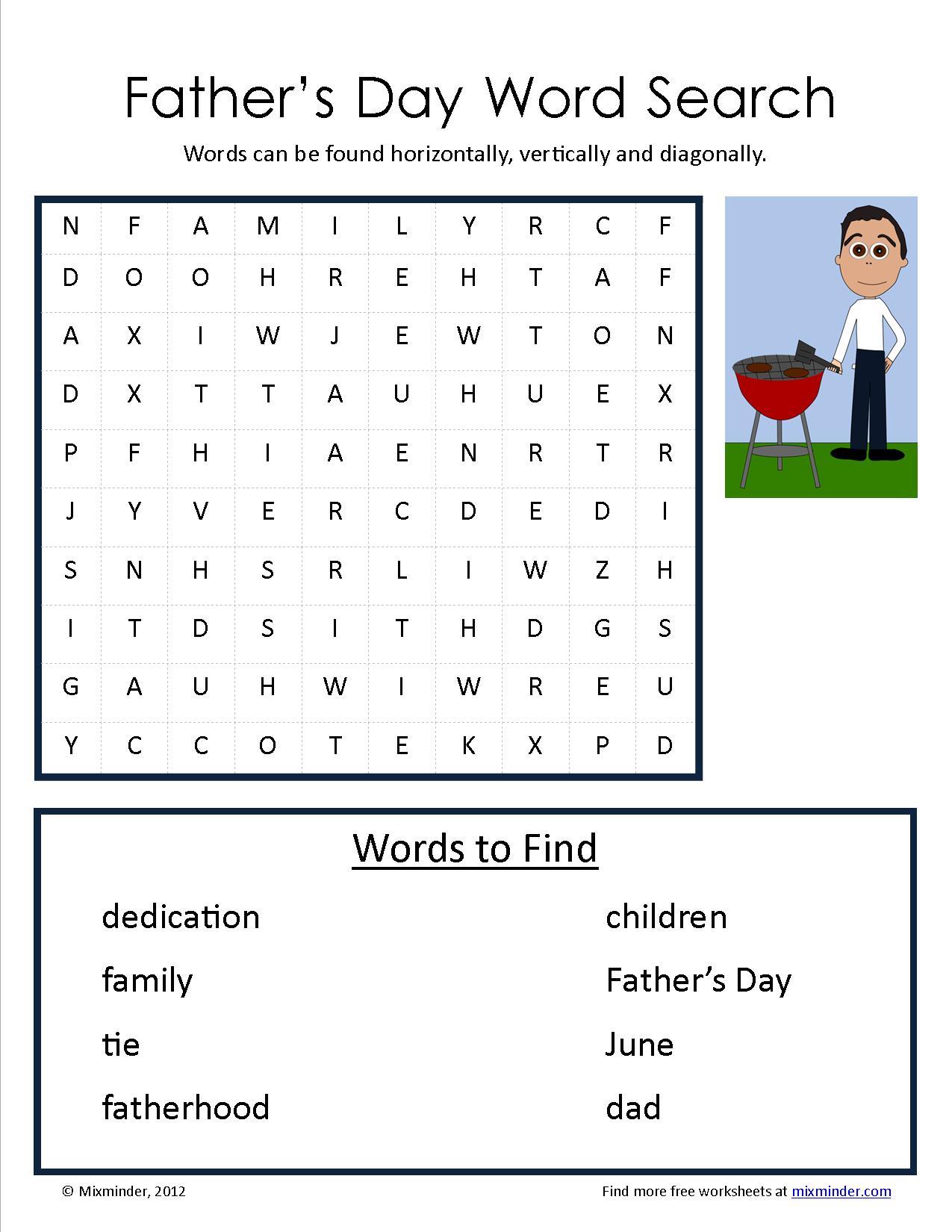 Printable 70 Fathers Day Word Search 55