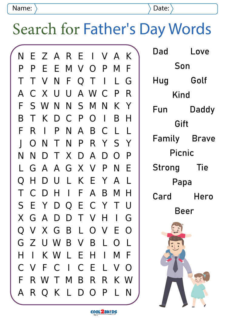 Printable 70 Fathers Day Word Search 64