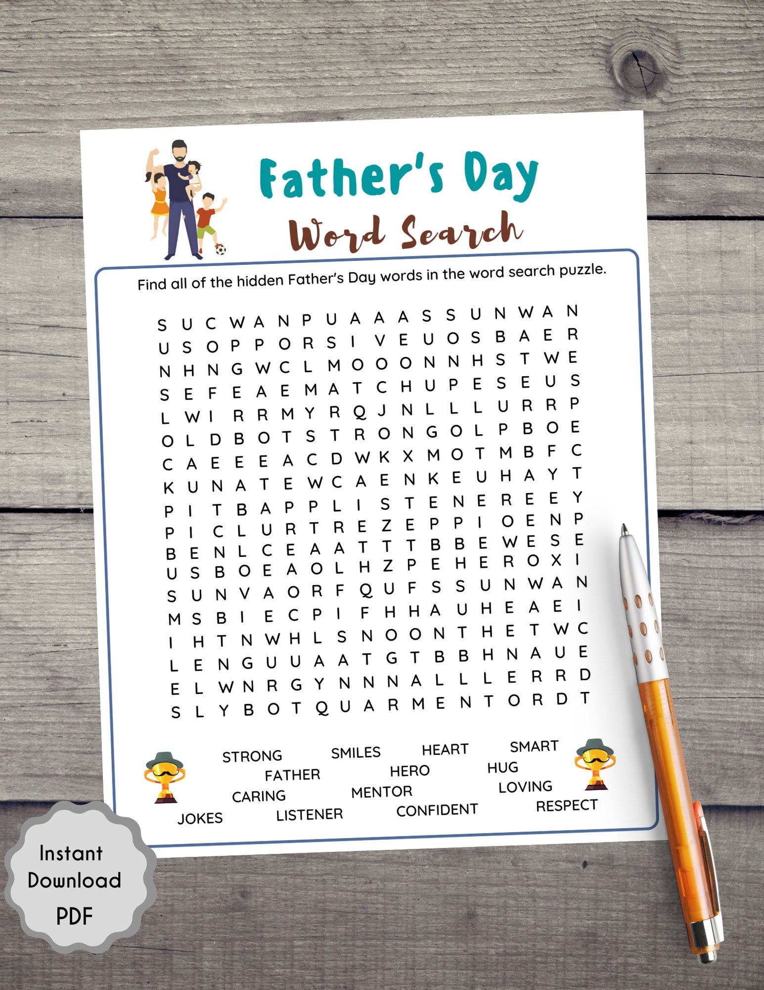 Printable 70 Fathers Day Word Search 7