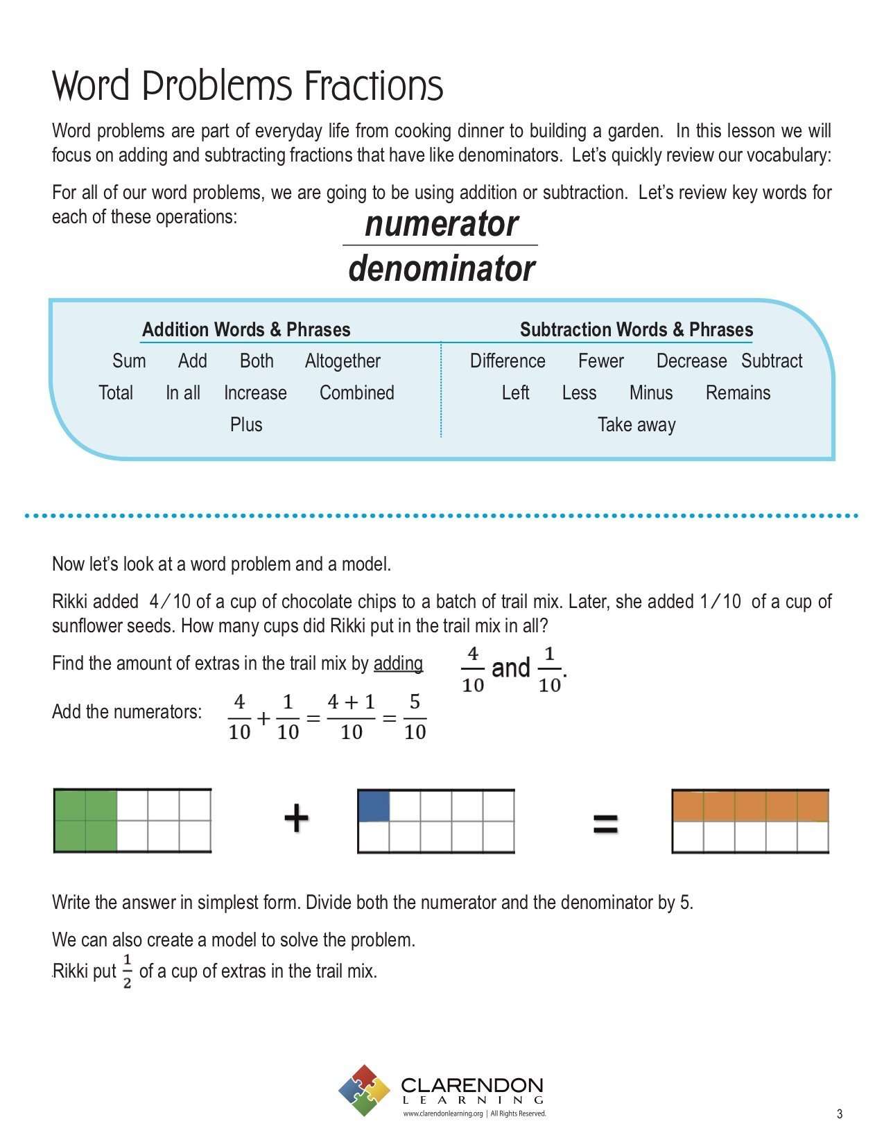 Save 85 Fractions Word Problems Worksheets 12