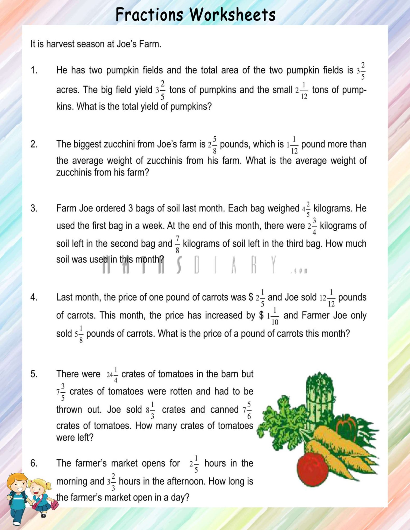 Save 85 Fractions Word Problems Worksheets 18