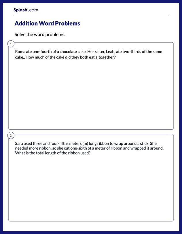 Save 85 Fractions Word Problems Worksheets 20