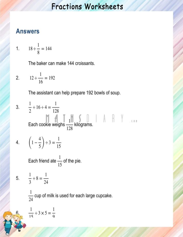 Save 85 Fractions Word Problems Worksheets 29