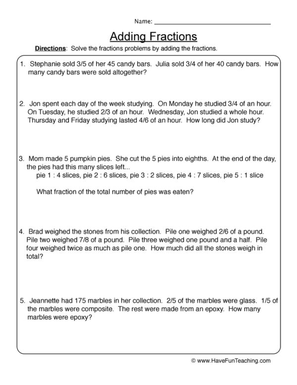 Save 85 Fractions Word Problems Worksheets 34