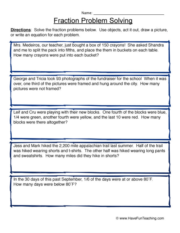 Save 85 Fractions Word Problems Worksheets 46