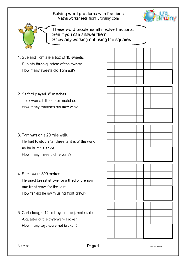 Save 85 Fractions Word Problems Worksheets 52