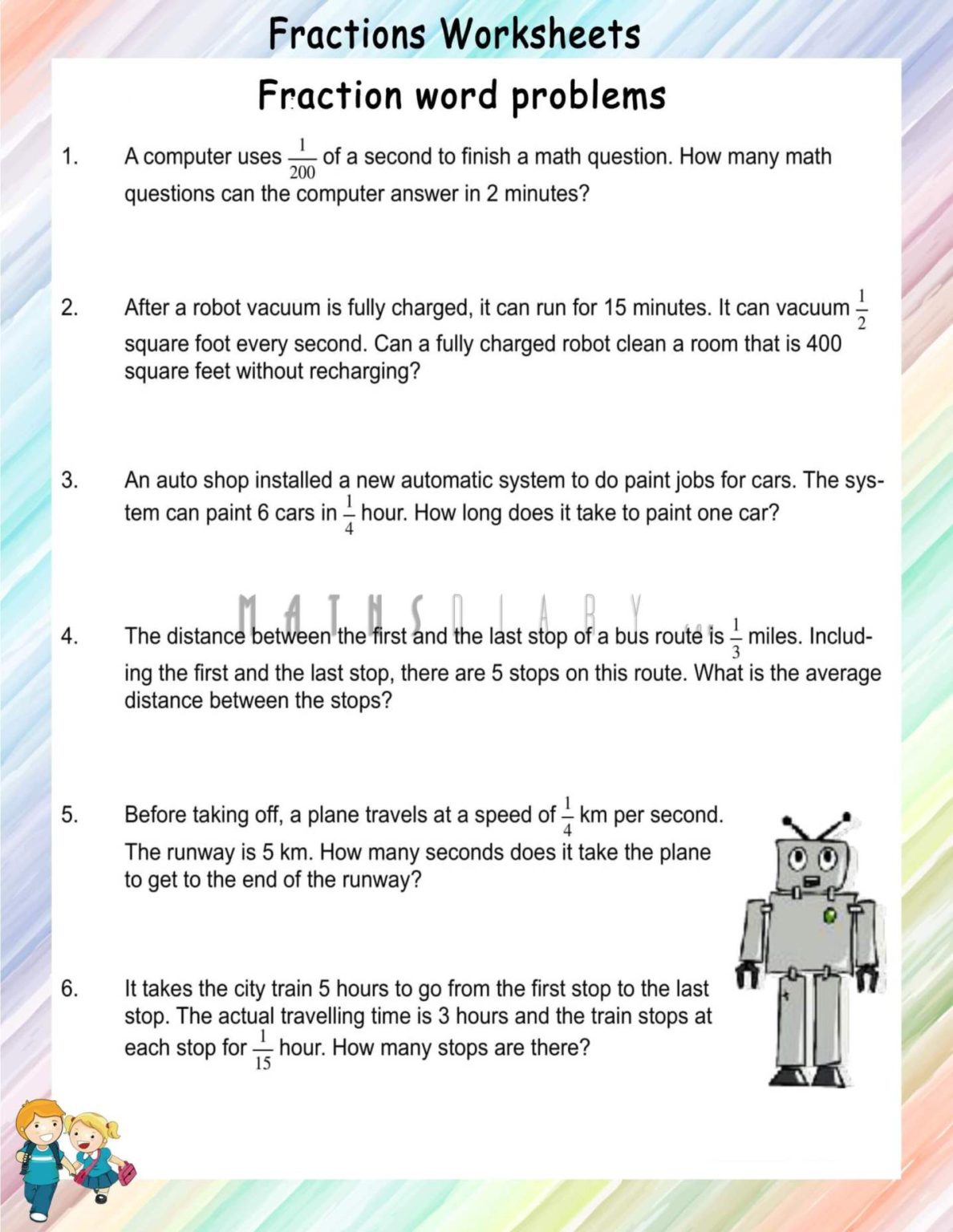 Save 85 Fractions Word Problems Worksheets 58