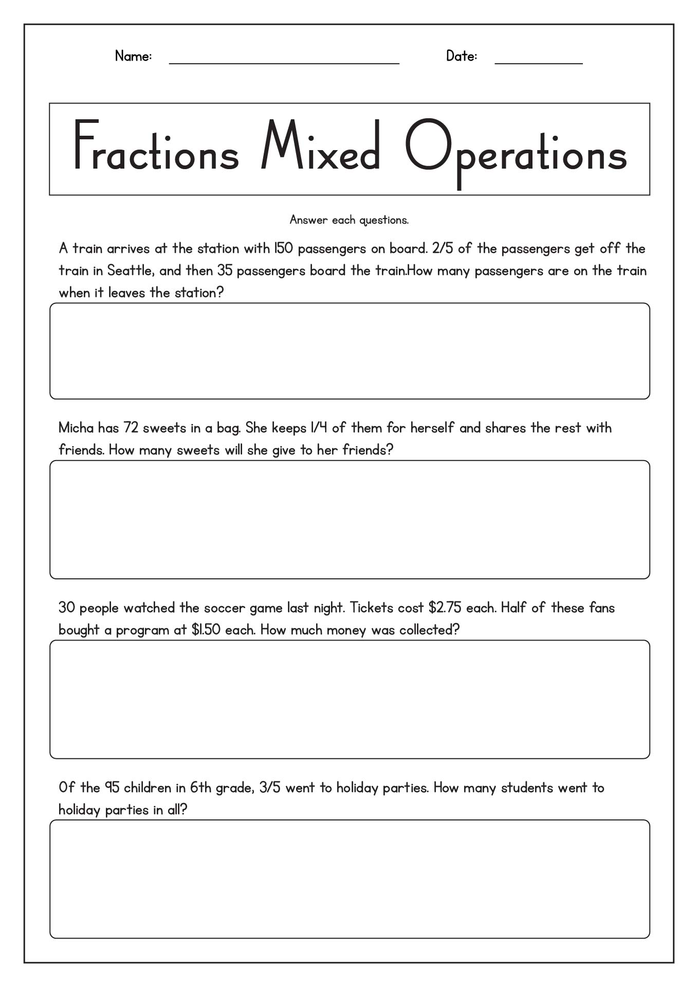 Save 85 Fractions Word Problems Worksheets 68