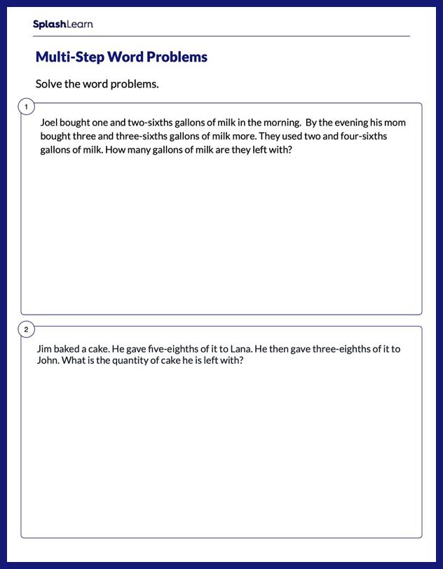 Save 85 Fractions Word Problems Worksheets 74