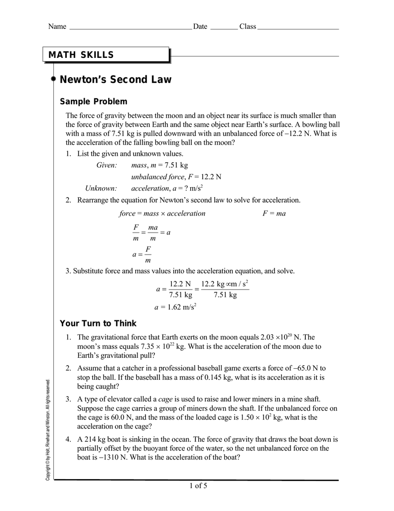 Save 85 Newton First Law Worksheets 68