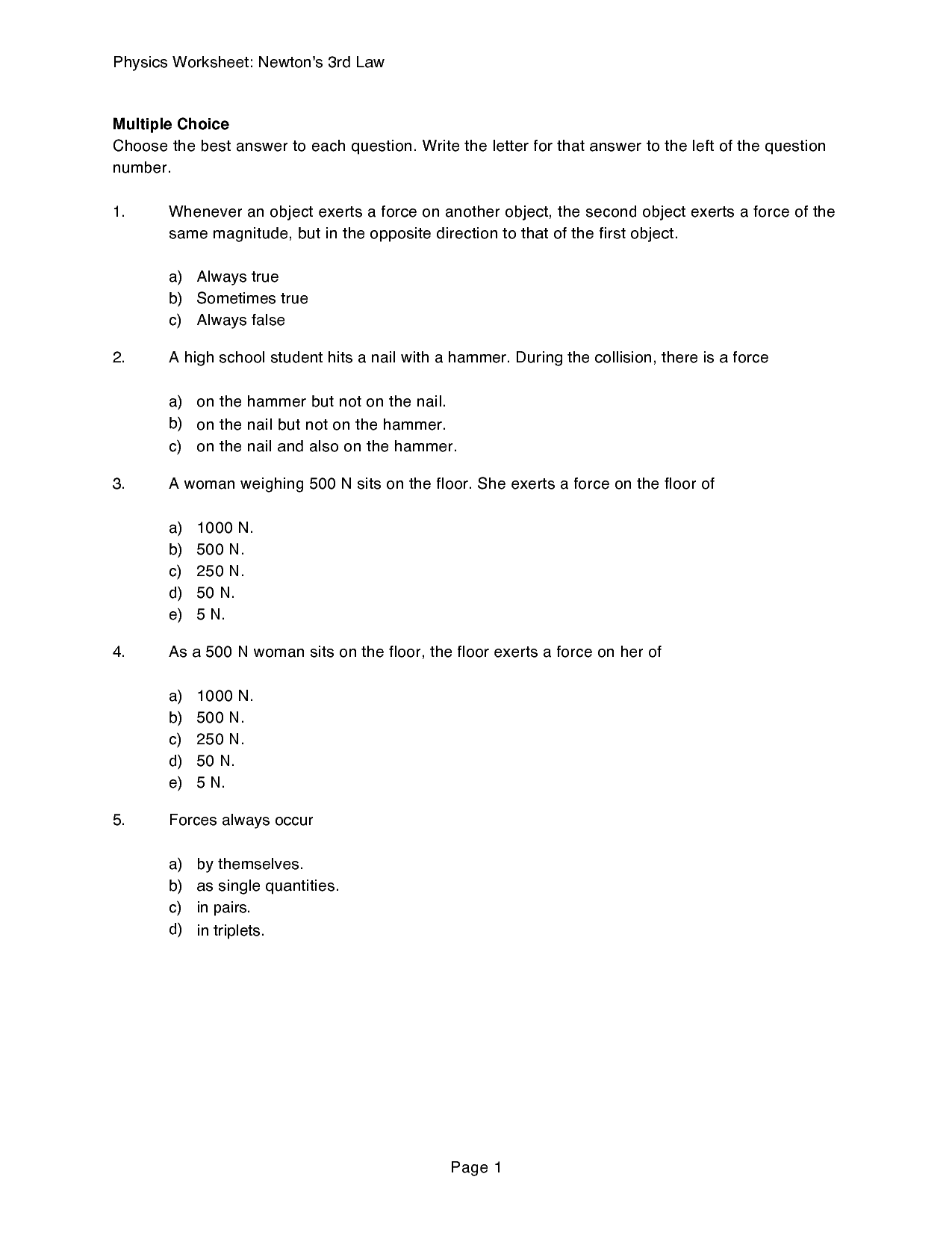 Save 85 Newton First Law Worksheets 69