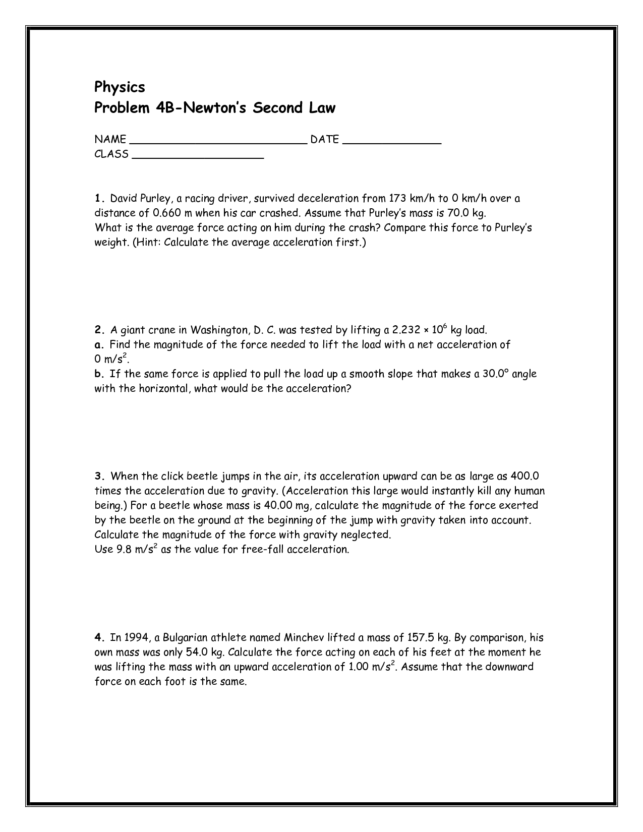 Save 85 Newton First Law Worksheets 72