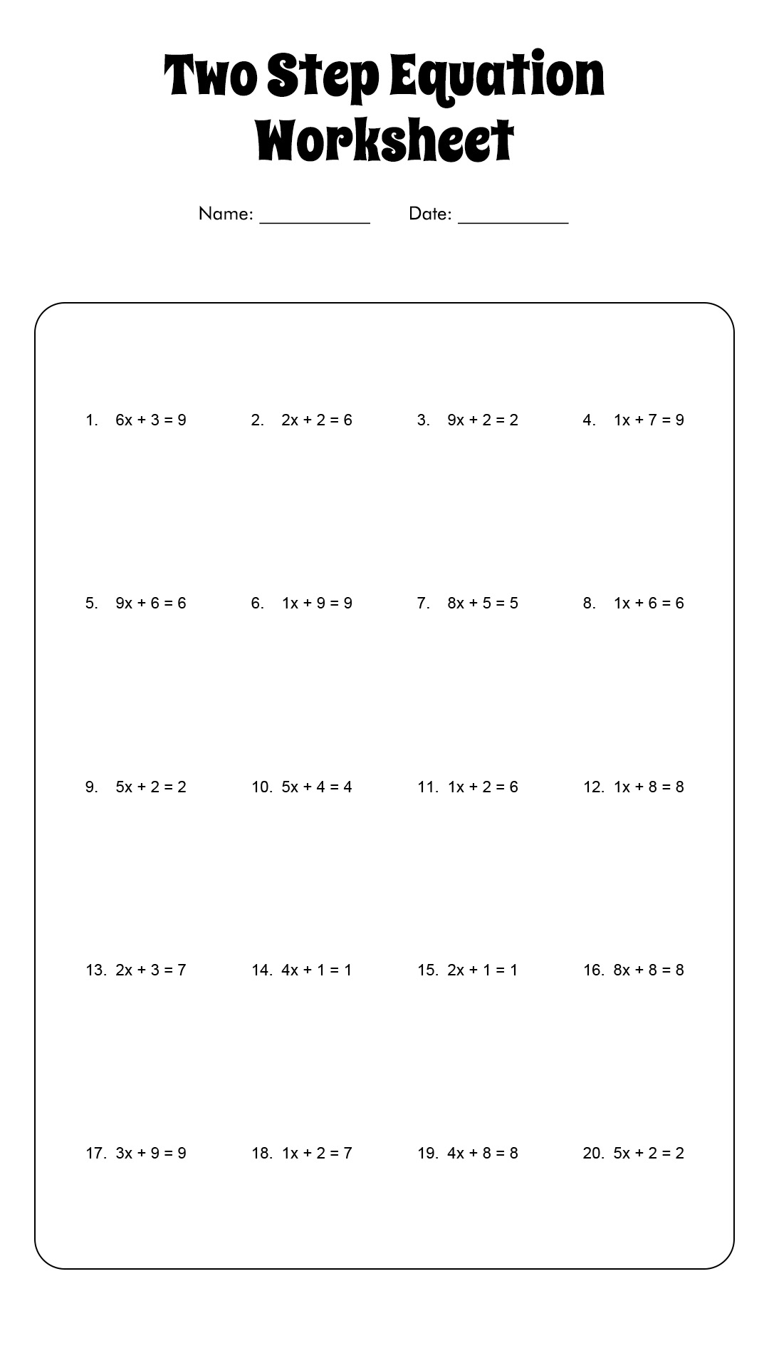 Best 45 Solving Two Step Equations Worksheets Ideas 27