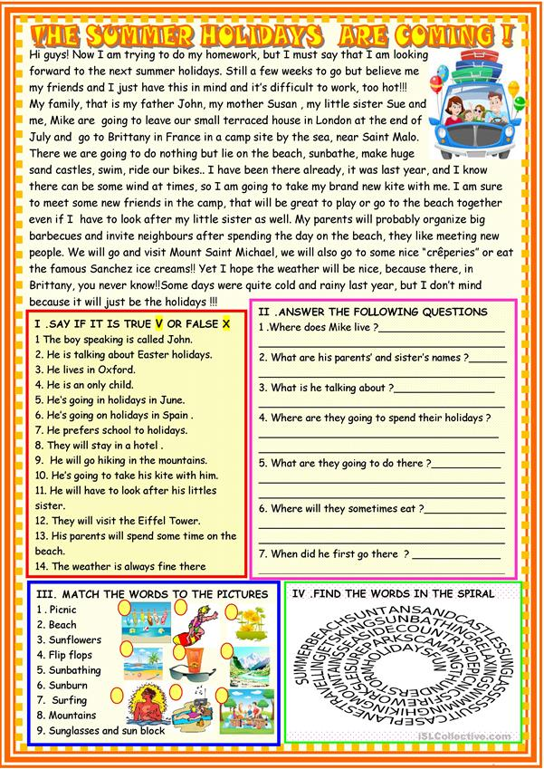 Best 45 Summer Worksheets Speaking Ideas 21