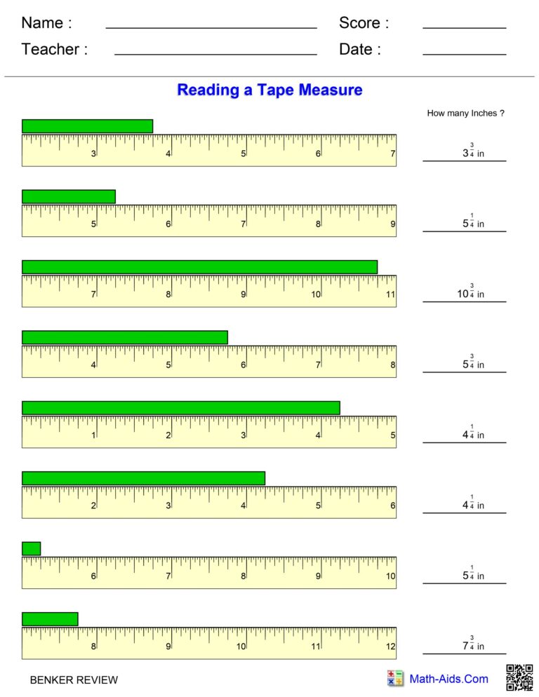 Best 50 Read A Tape Measure Worksheets Ideas 8