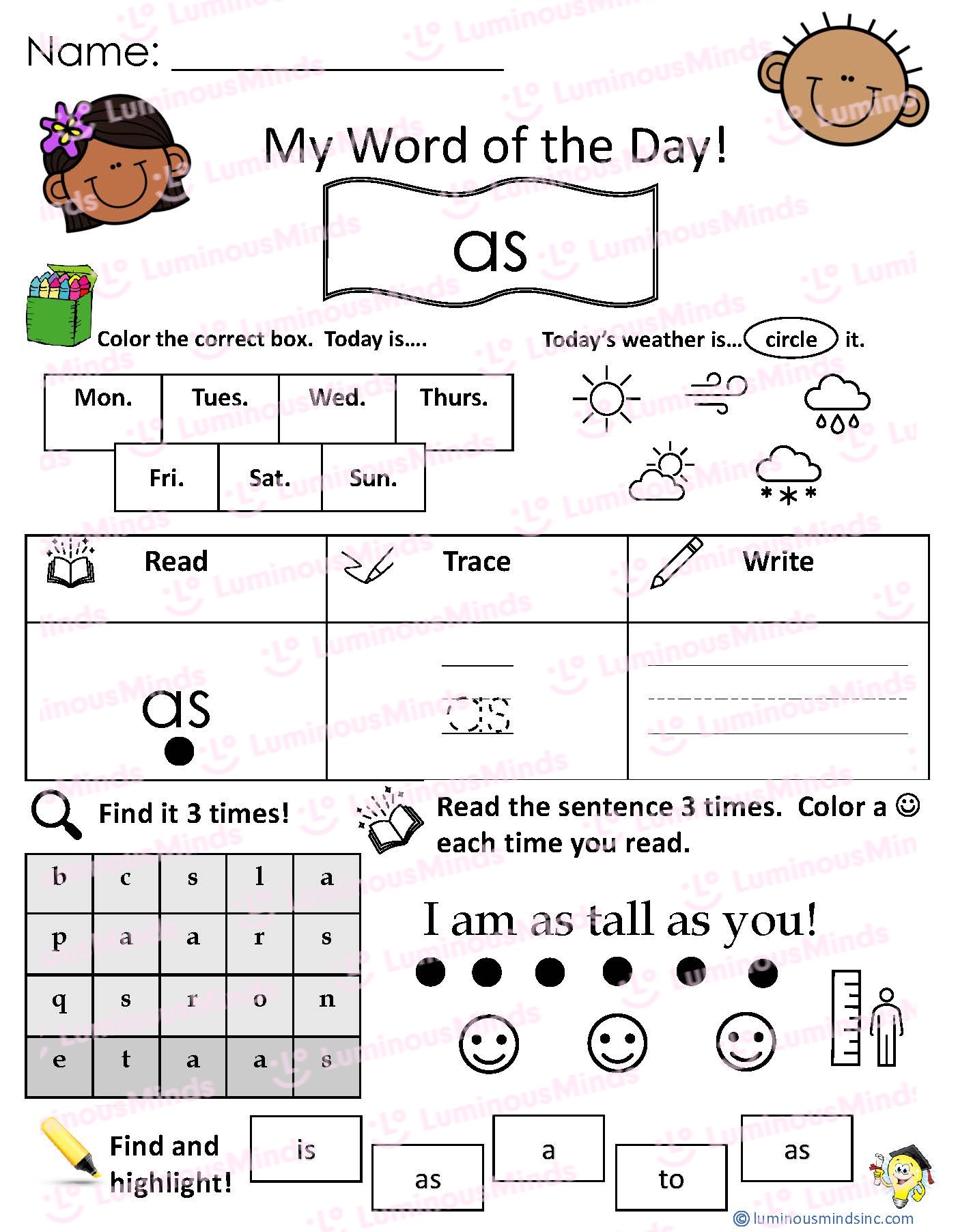 Best 50 Sight Word As Worksheets Ideas 1