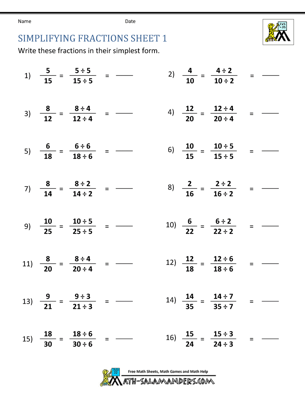 Best 50 Simplify Fractions Worksheets Ideas 27