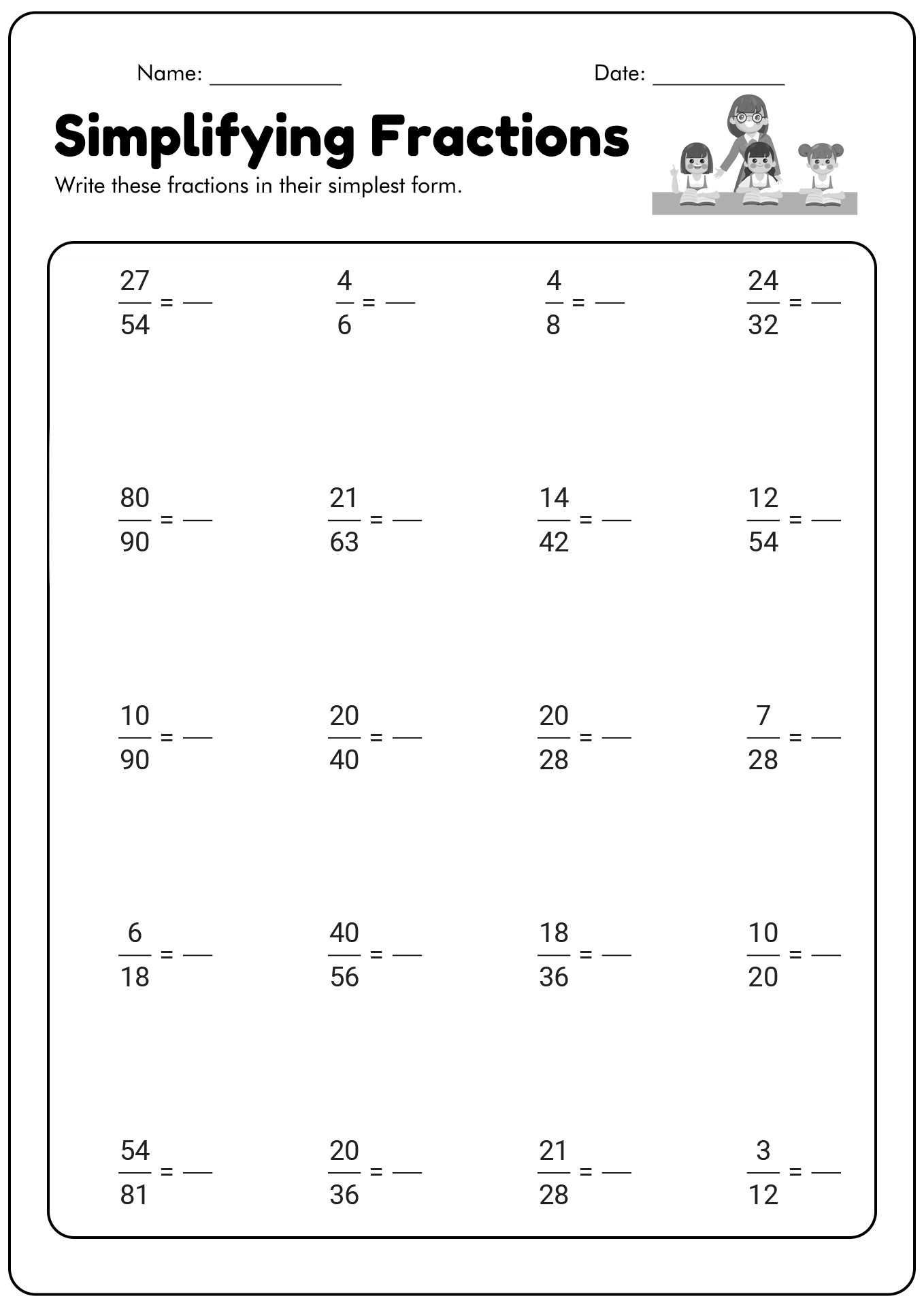 Best 50 Simplify Fractions Worksheets Ideas 7