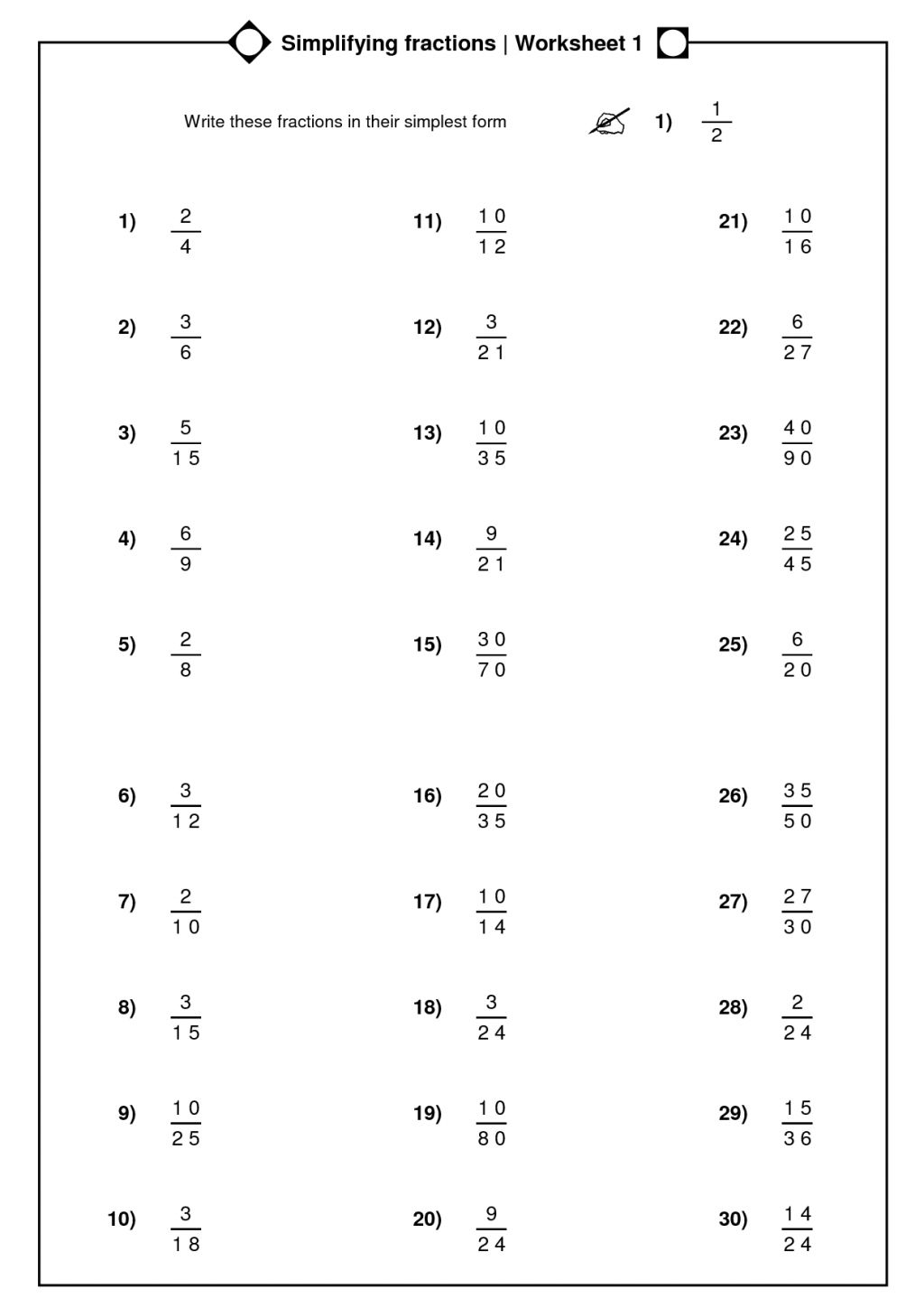 Best 50 Simplify Fractions Worksheets Ideas 9