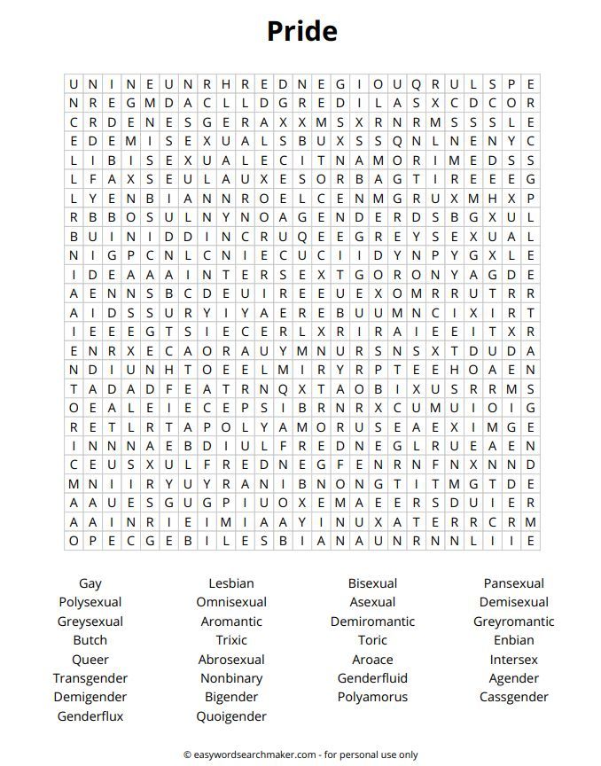 Get 85 Pride Month Crossword Puzzles Ideas 35