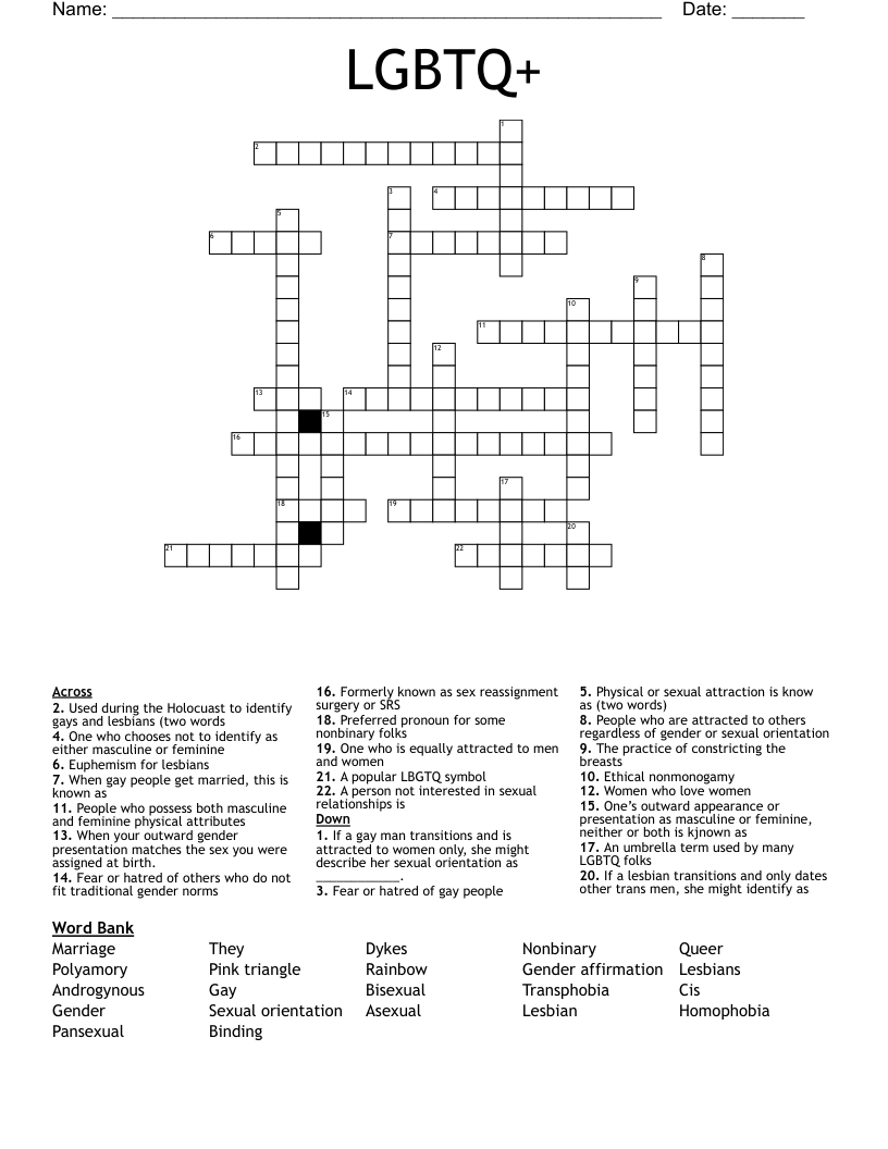 Get 85 Pride Month Crossword Puzzles Ideas 4