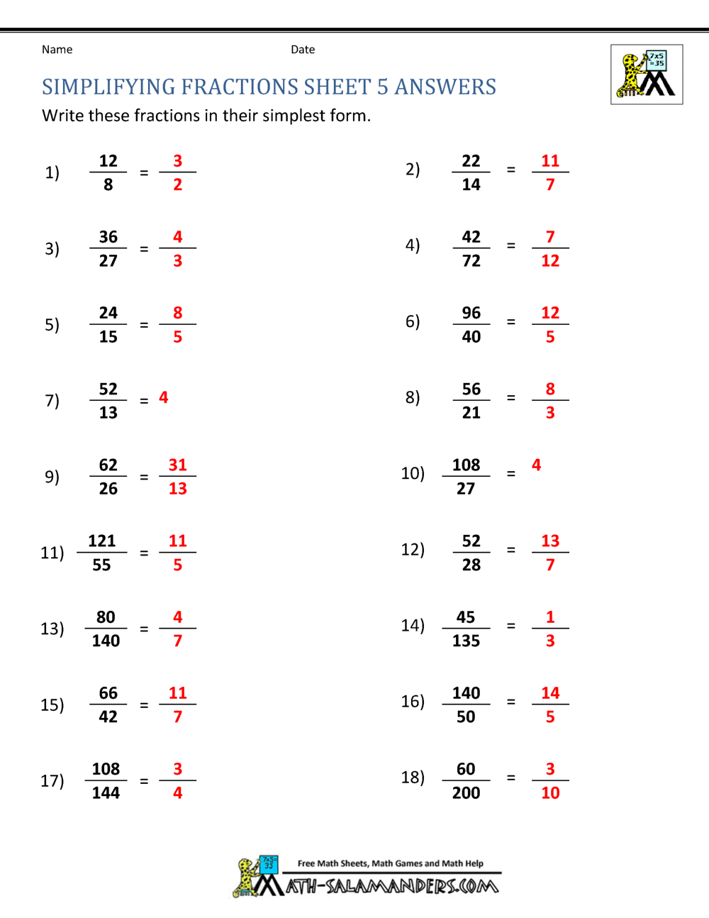 Save 60 Reducing Fractions Worksheets Ideas 15