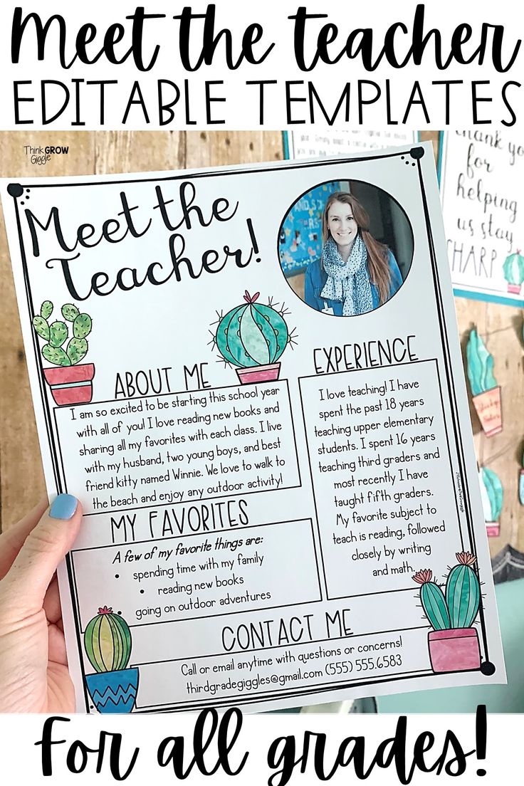 Best 45 Meet The Teacher Template Cactus Ideas 1