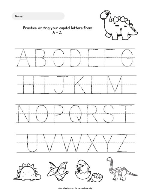 Dinosaur Alphabet Tracing: Uppercase and Lowercase