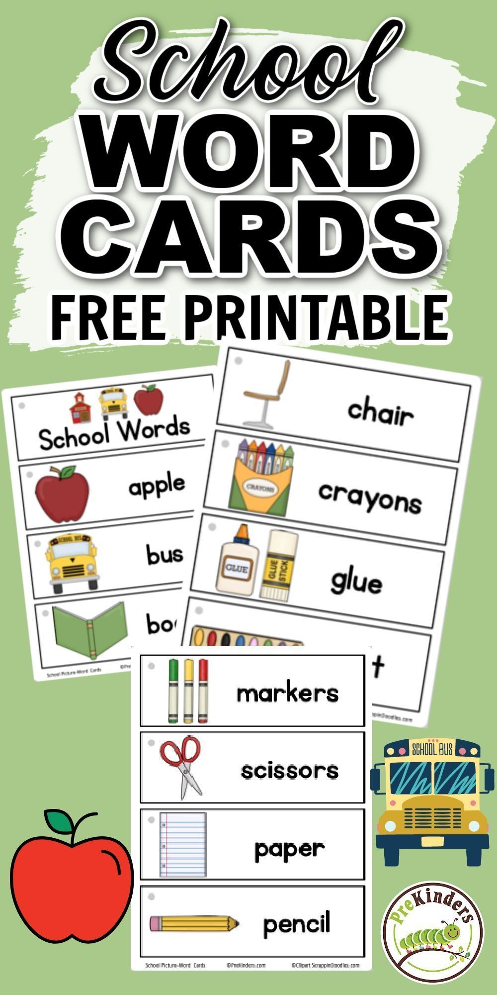 Educational Picture-Word Cards for Kids: Learn the Names of Common School Objects