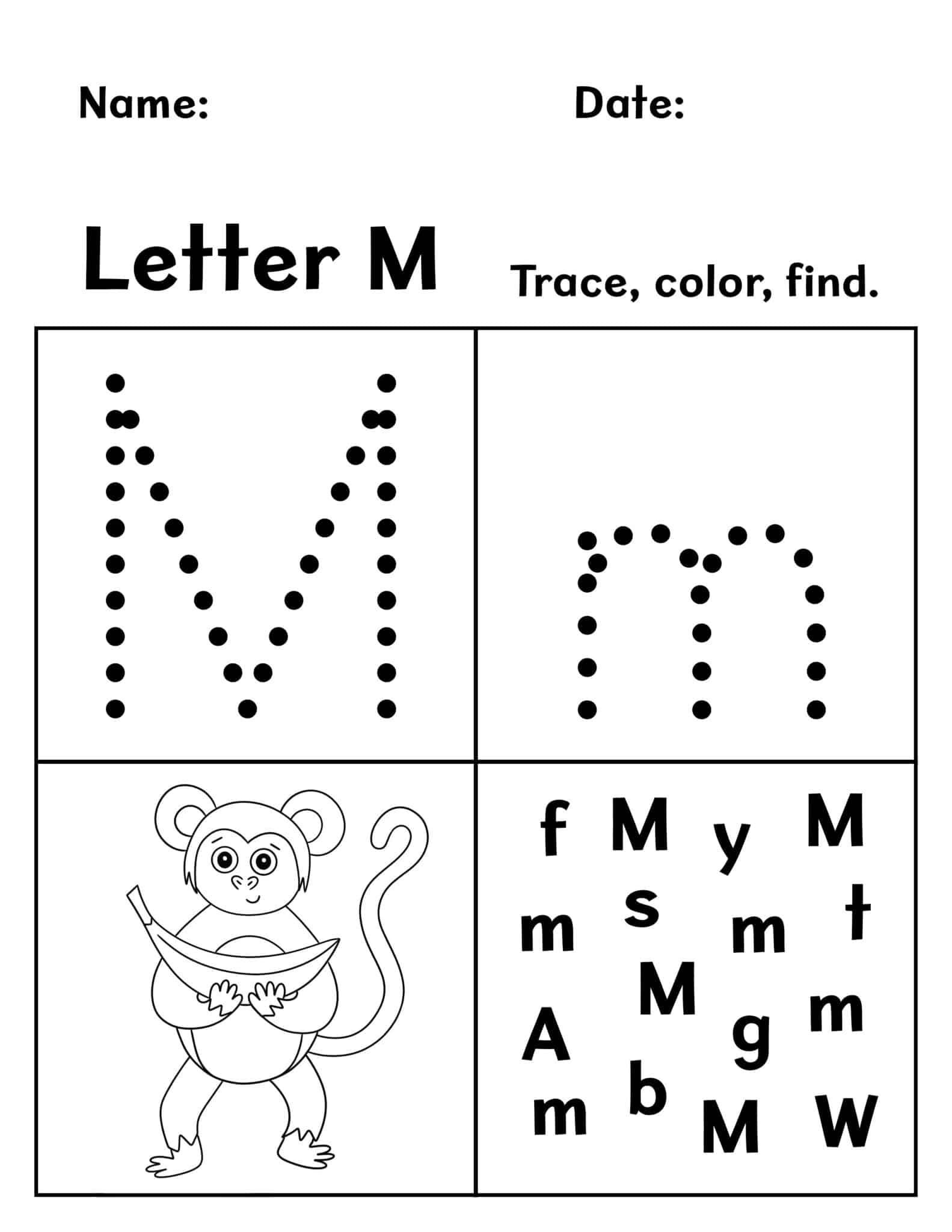 Letter M Worksheets for Preschoolers - FREE Download!