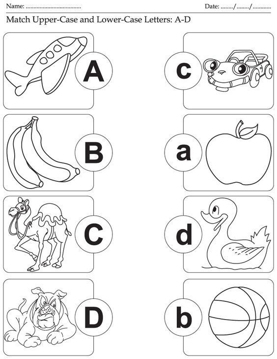 Match Upper-Case and Lower-Case Letters: A-D | Learn to Spell and Type