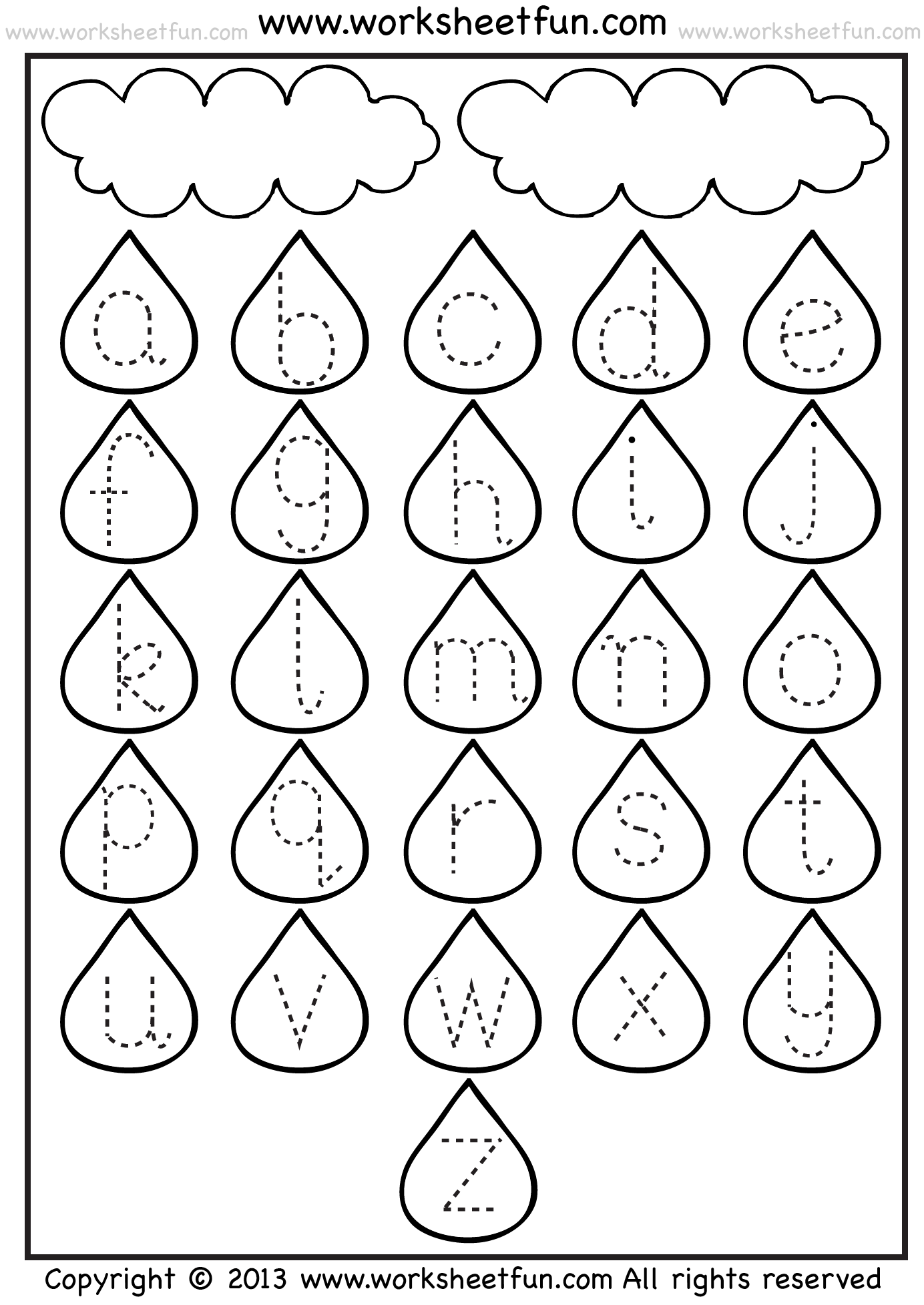 Printable Lowercase Letter Tracing Worksheets in the Cloud