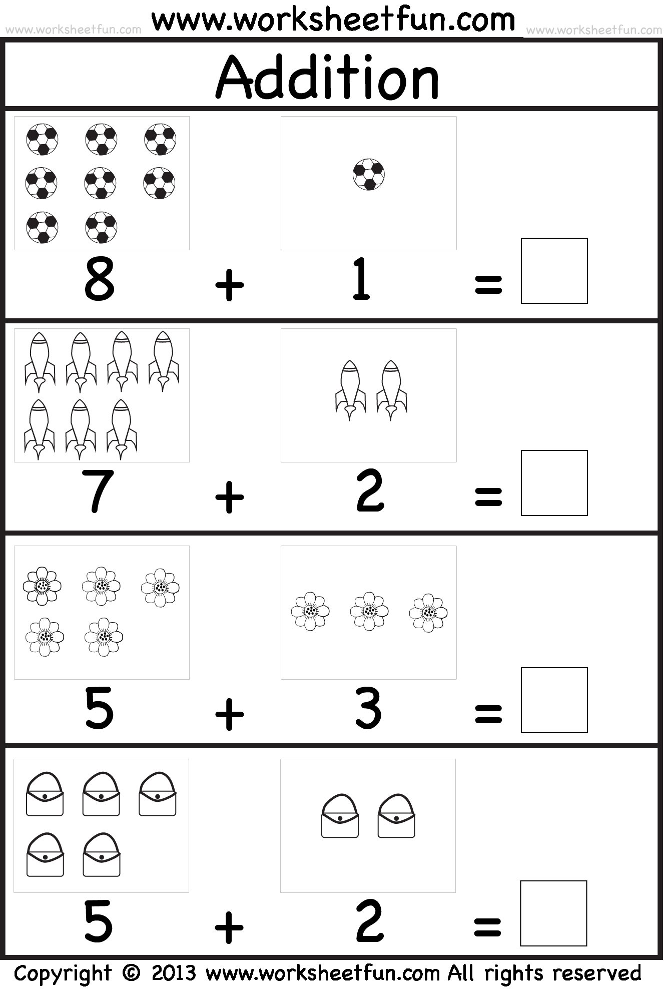 20 Addition Worksheets 3 Lines