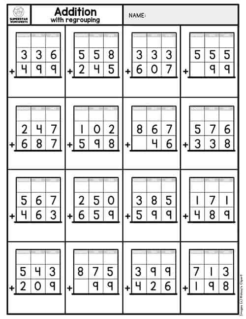 20 Addition Worksheets With Regrouping