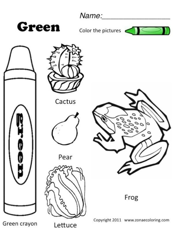 20 Color Green Worksheets For Kindergarten