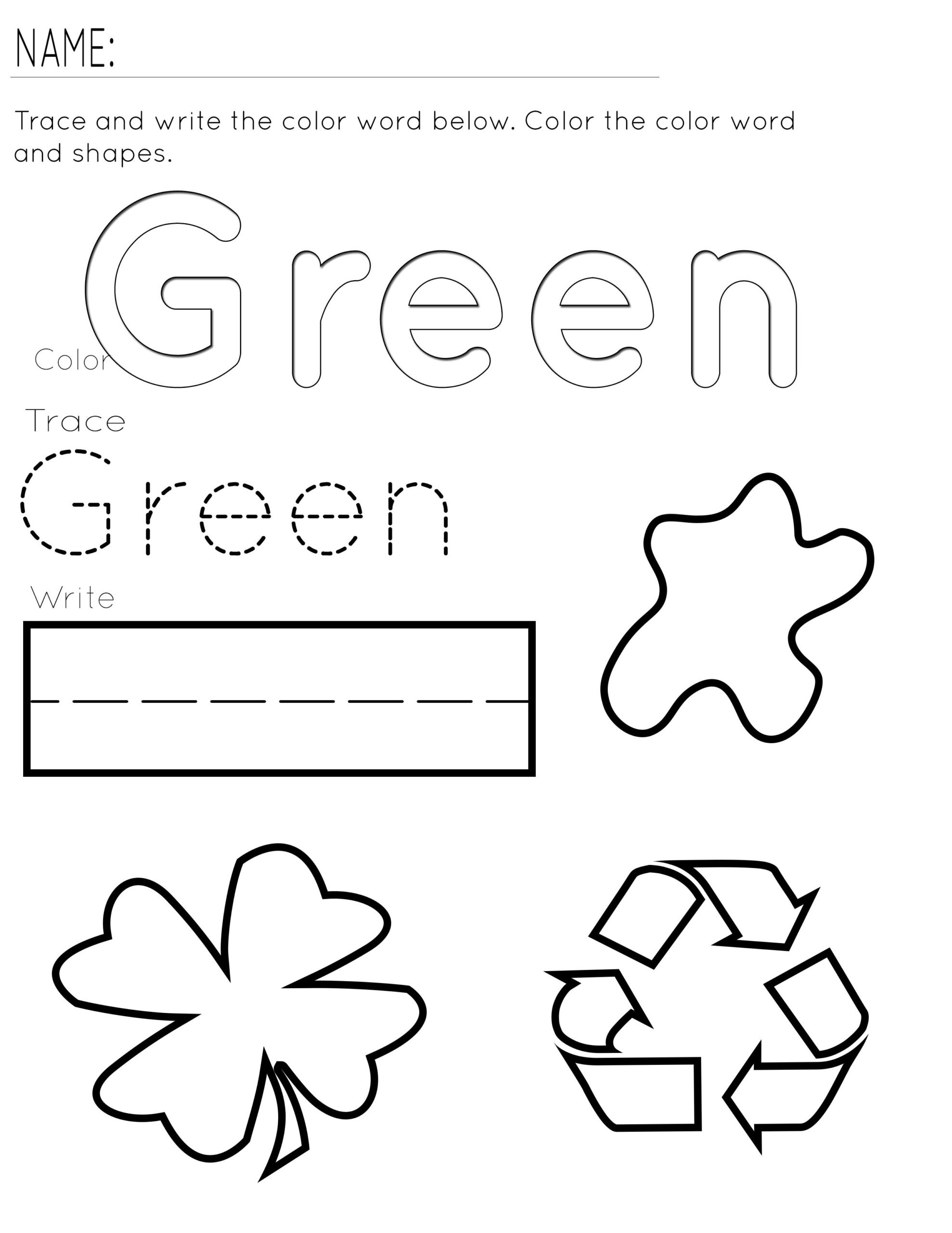 20 Color Green Worksheets For Kindergarten