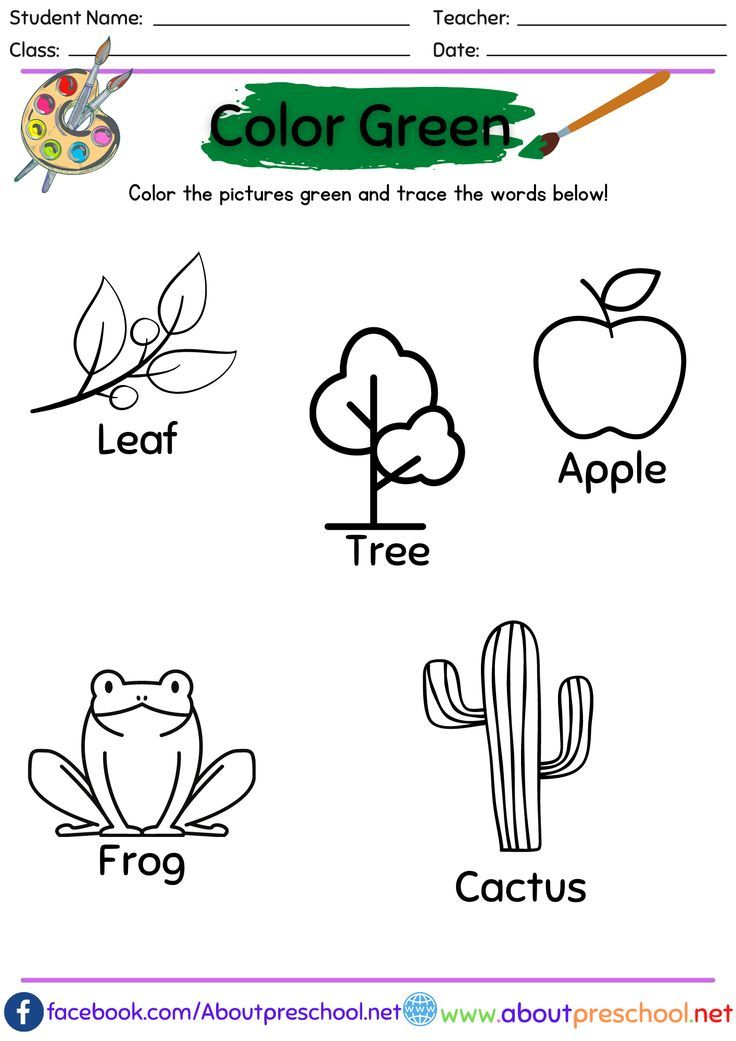 20 Color Green Worksheets For Kindergarten