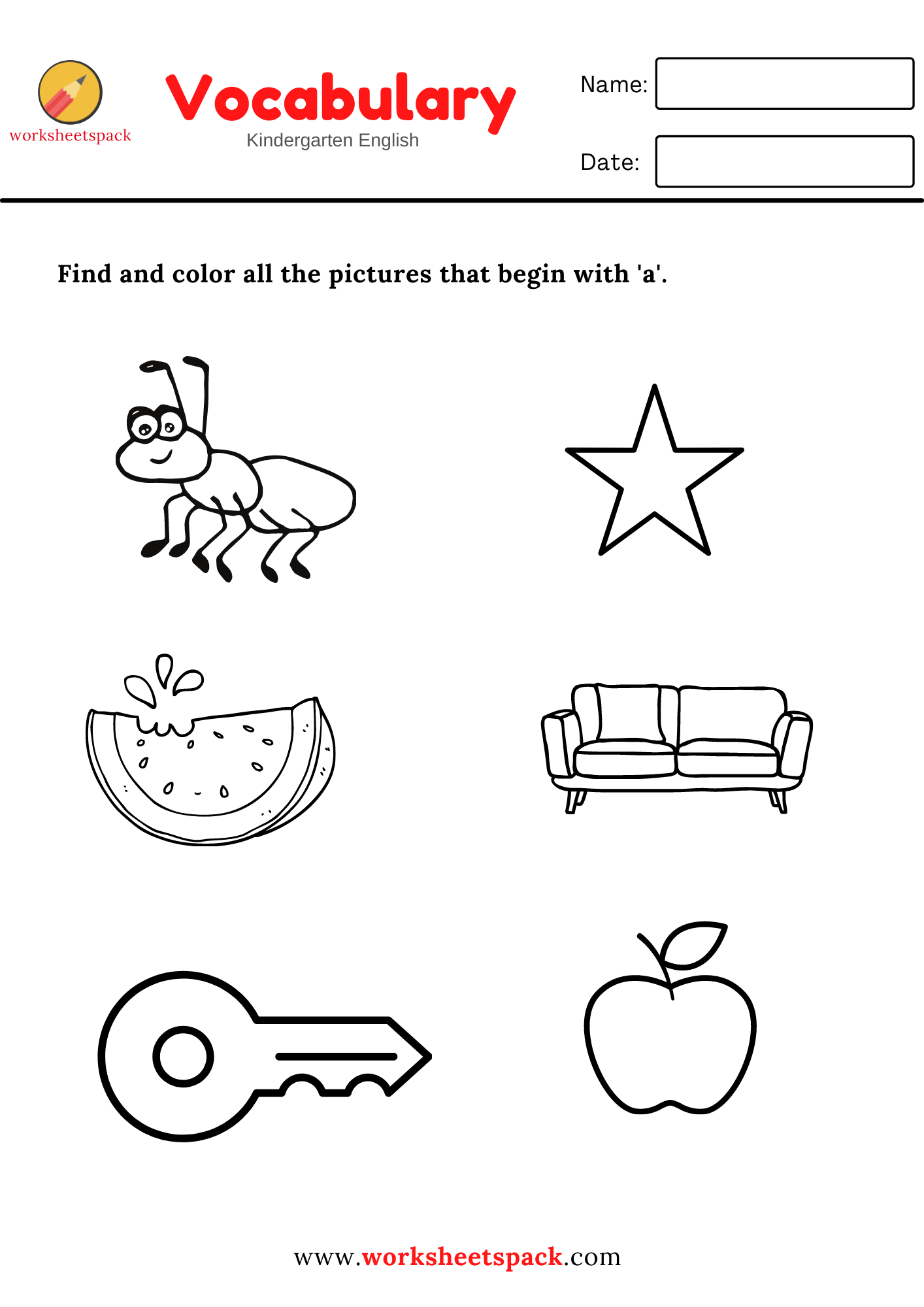 20 Kindergarten English Worksheets Beginning Sounds