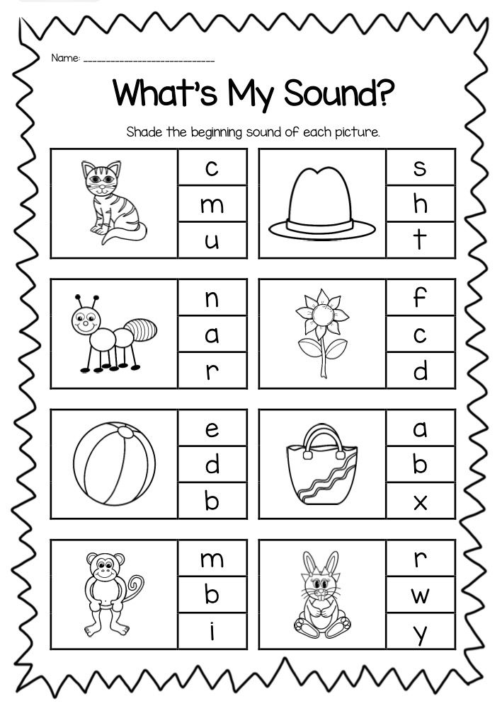 20 Kindergarten English Worksheets Beginning Sounds