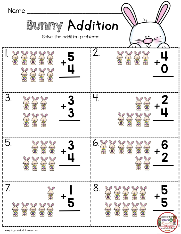 20 Kindergarten Math Easter Worksheets