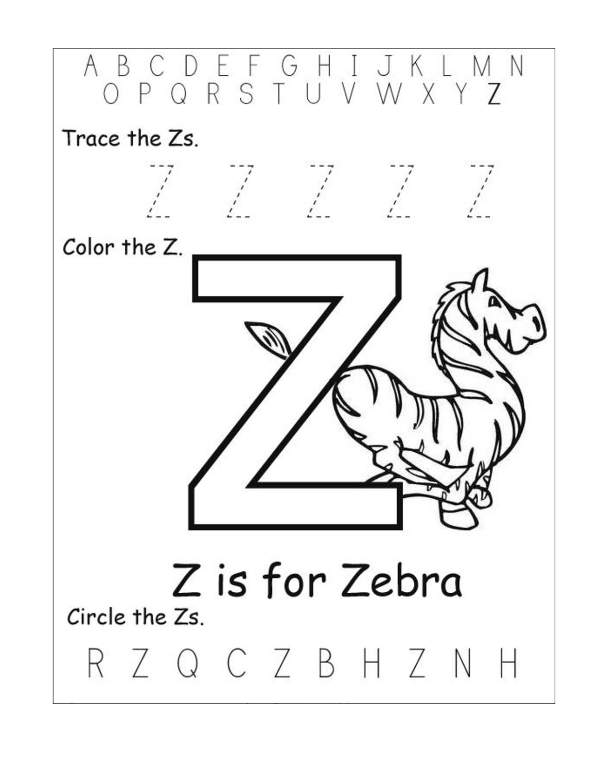 20 Letter Z Kindergarten Worksheets