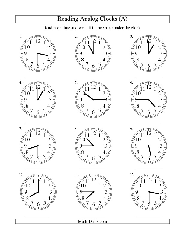 20 Math Time Worksheets For Kindergarten