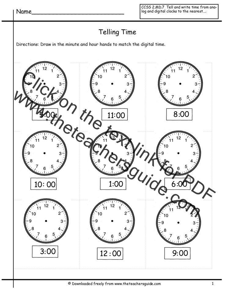 20 Math Time Worksheets For Kindergarten