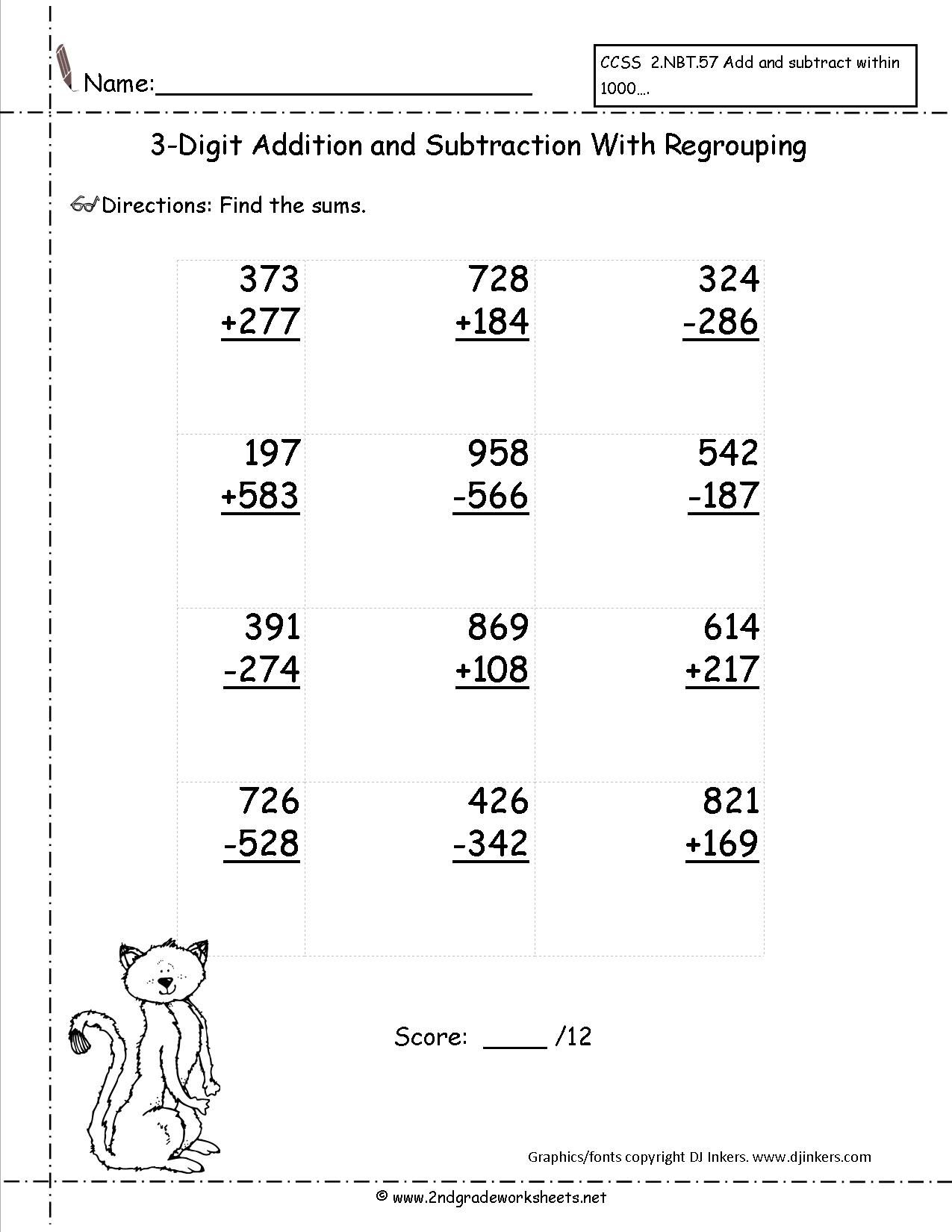 30 Addition Worksheets 3 Lines