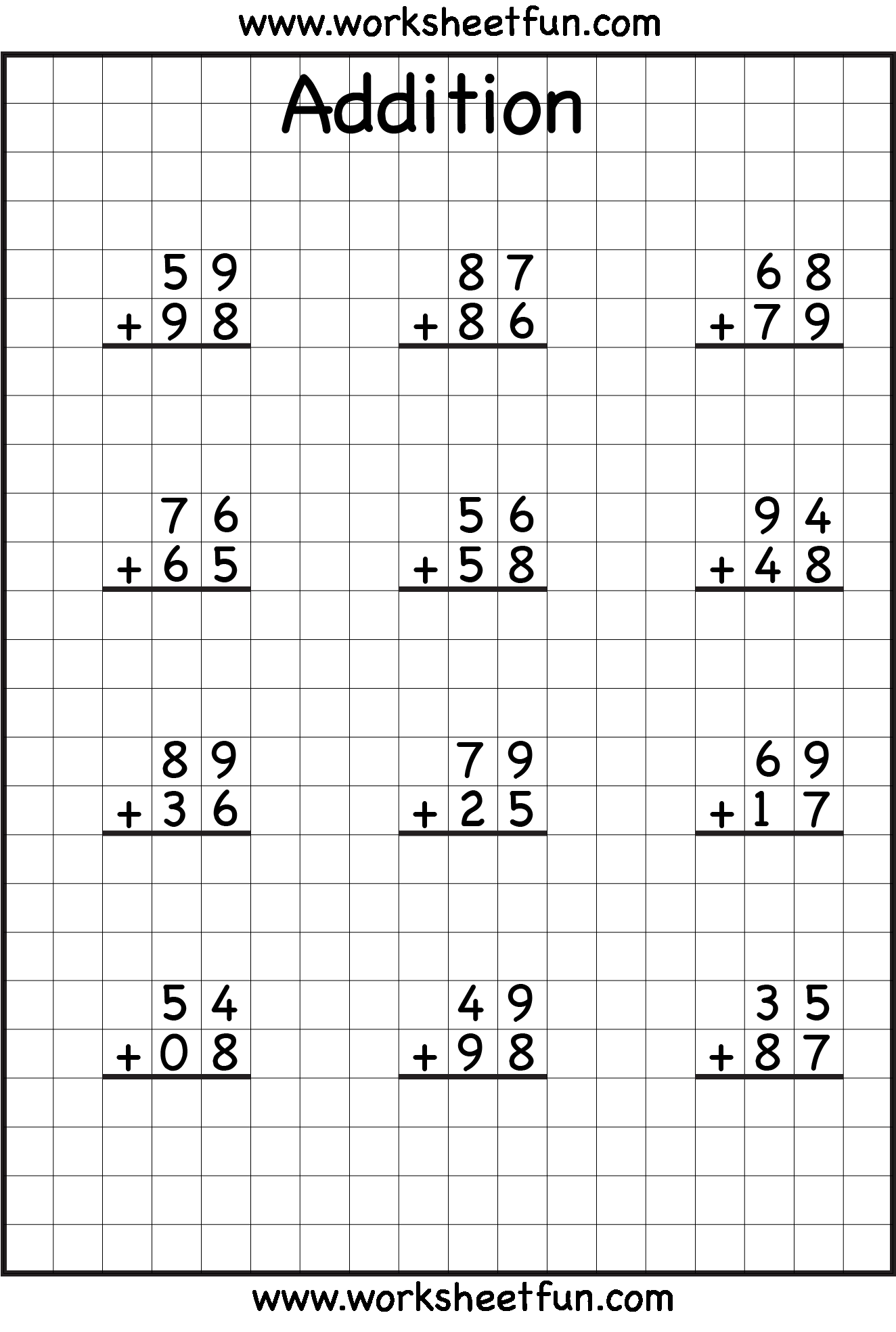 30 Addition Worksheets With Regrouping